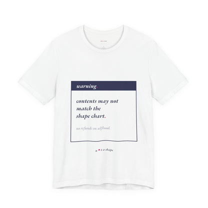White t-shirt with warning graphic